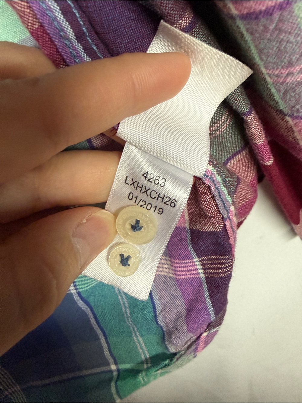Aeropostale Purple Mint Pink Plaid Short-Sleeve Button-Down Shirt - Picture 5 of 6